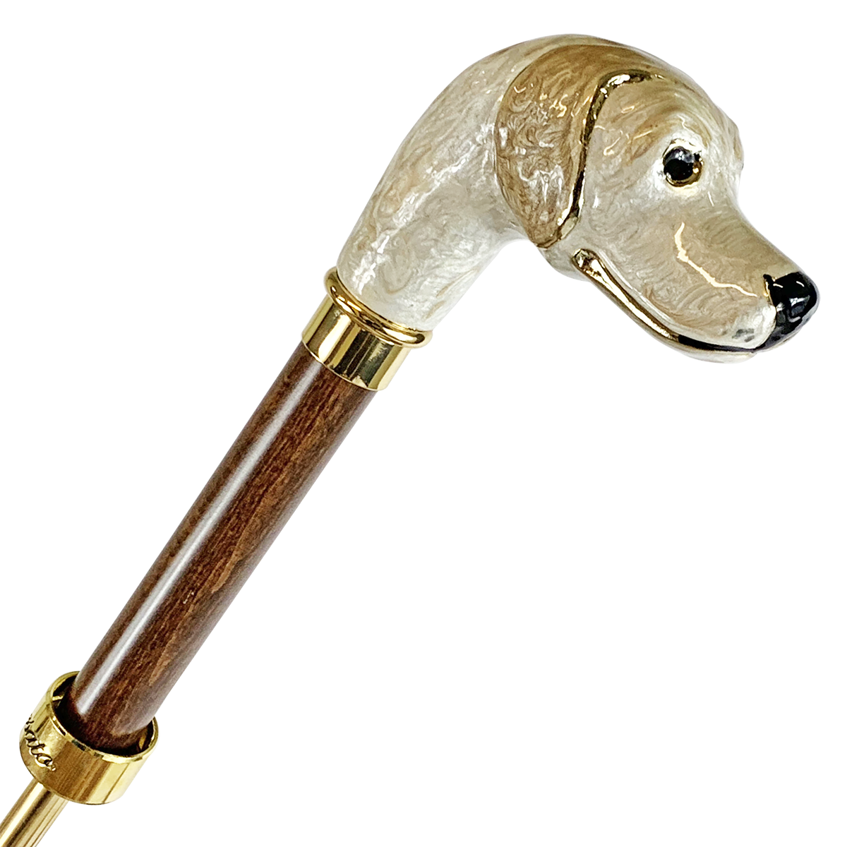 Elegant umbrella in animalier style and hand-enamelled Dog