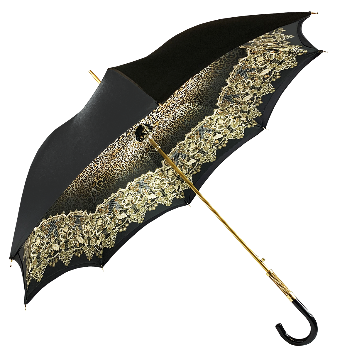 Simple and Elegant Black Umbrella with Animalier design