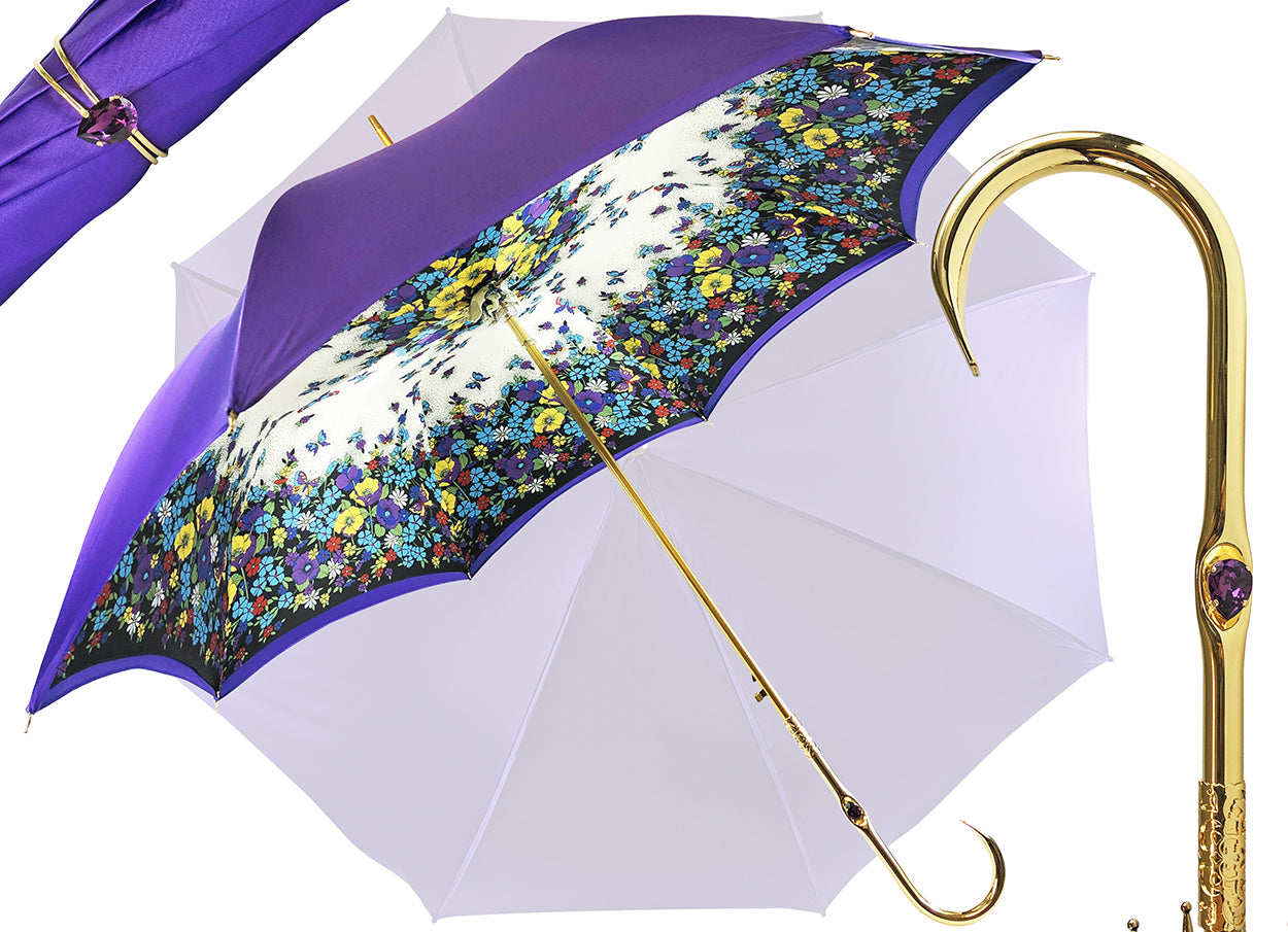 Original purple umbrella with multicolor Butterfly