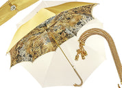 Beautiful Double Canopy Umbrella in a Luxurious Golden Satin