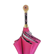 Fuchsia umbrella with medallion and crystals