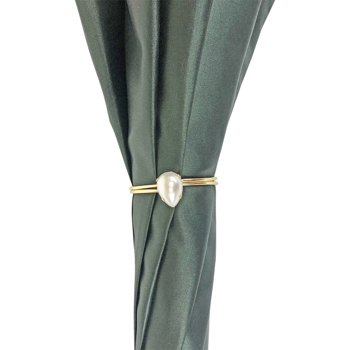 Dark green umbrella with roses and cream knob