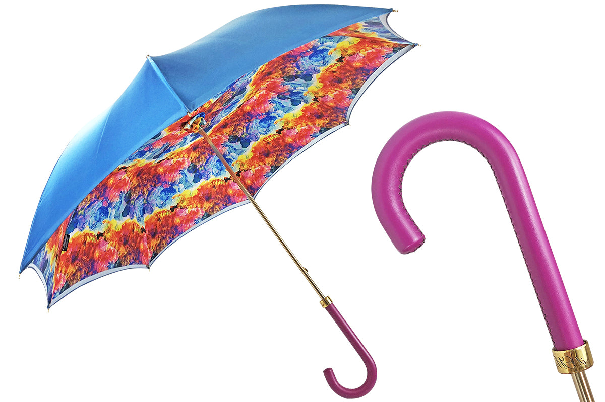 Handmade umbrella in multicolor satin fabric