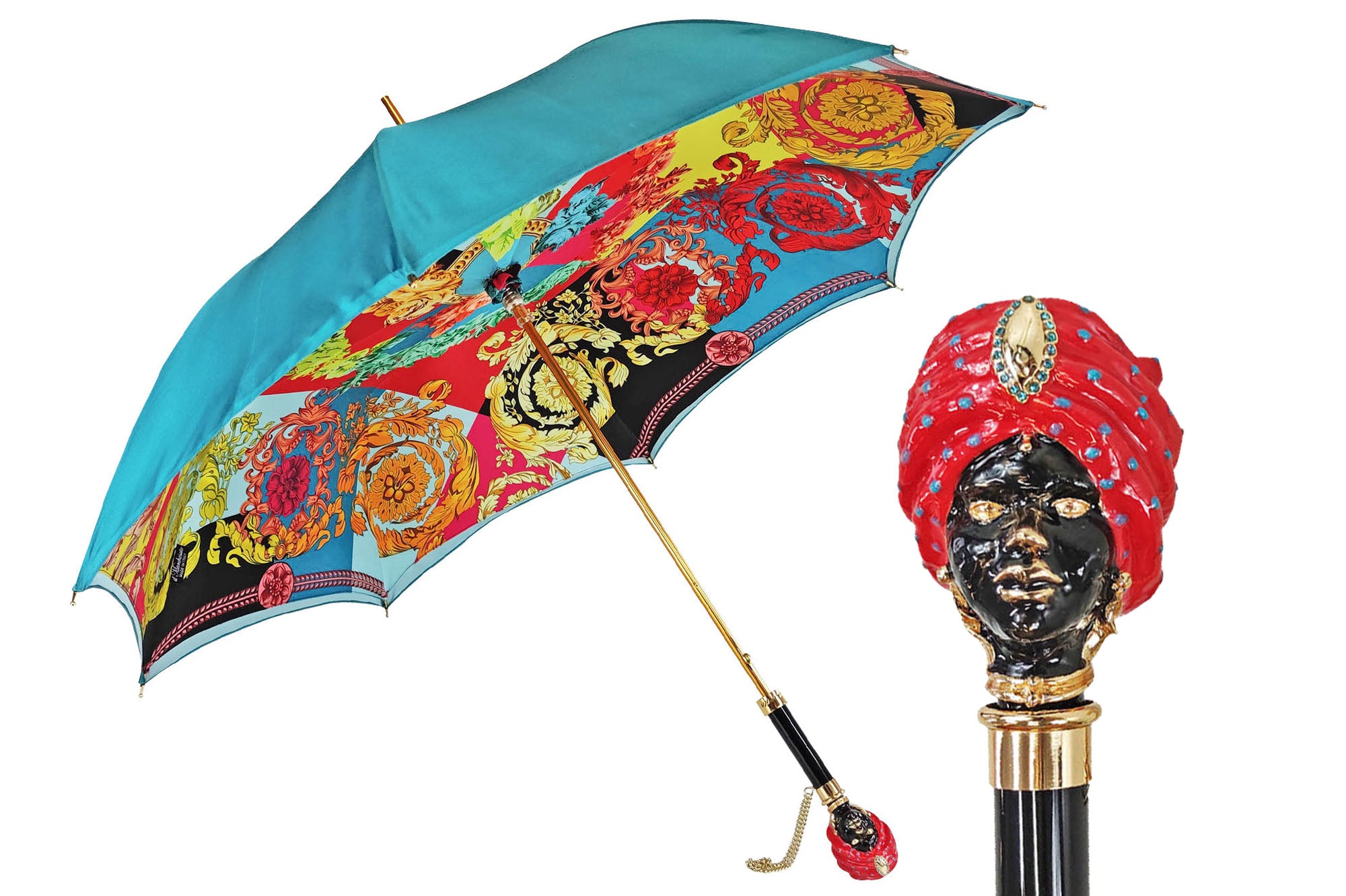 Exclusive umbrella with colorfull Sicily "Testa di moro"