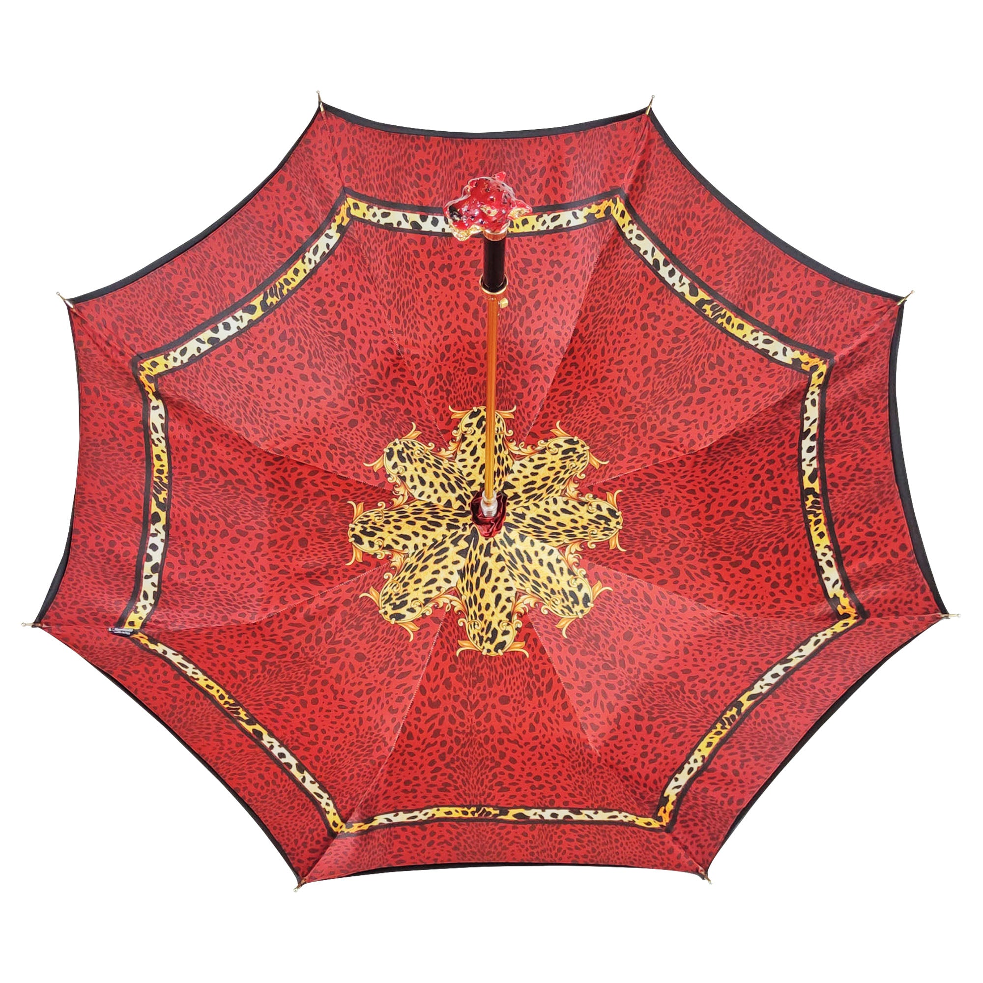 Ombrello di lusso leopardato rosso
