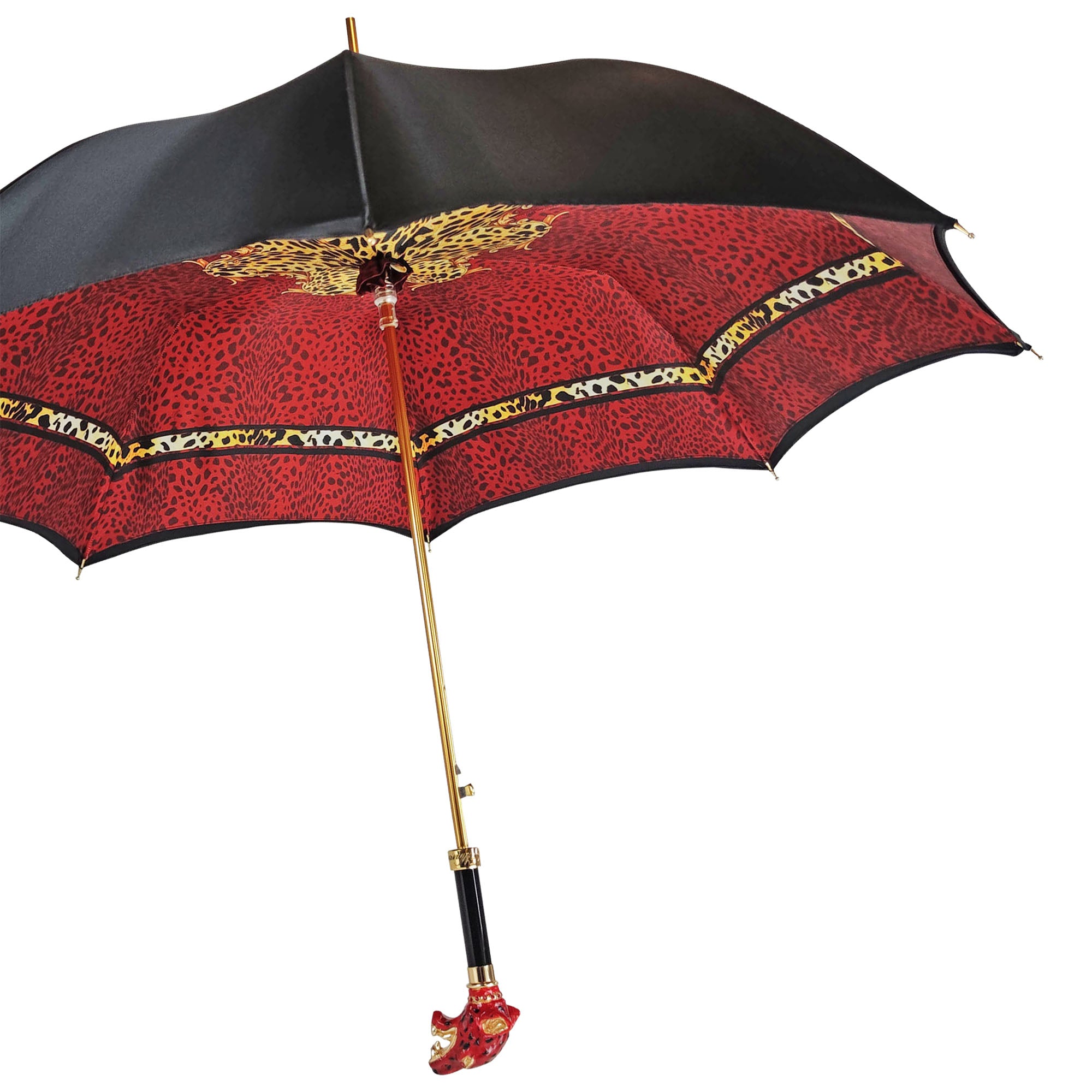 Ombrello di lusso leopardato rosso