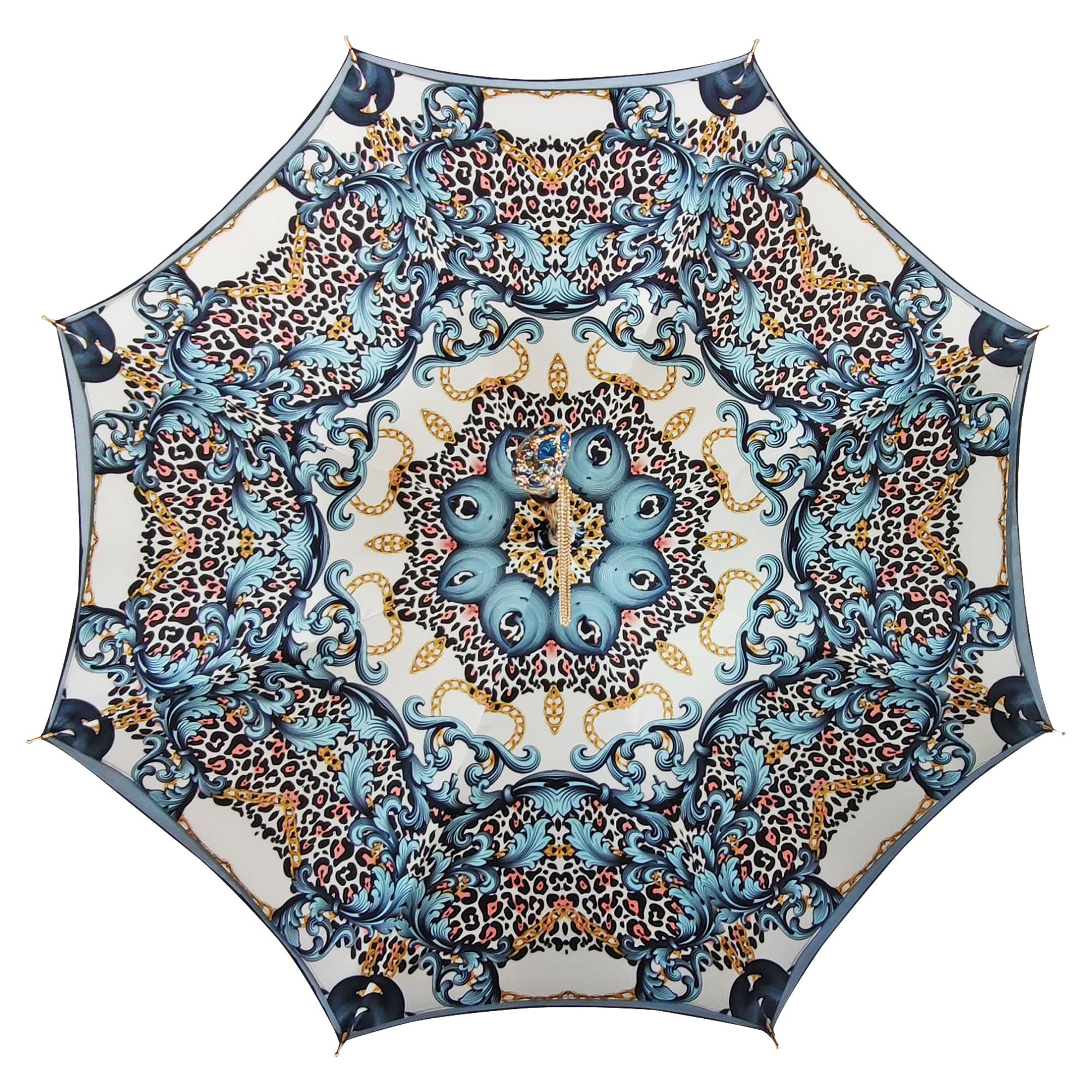 Majestic blue umbrella with turquoise crystals