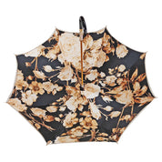 Elegante ombrello da donna con design a fiori neri e marroni