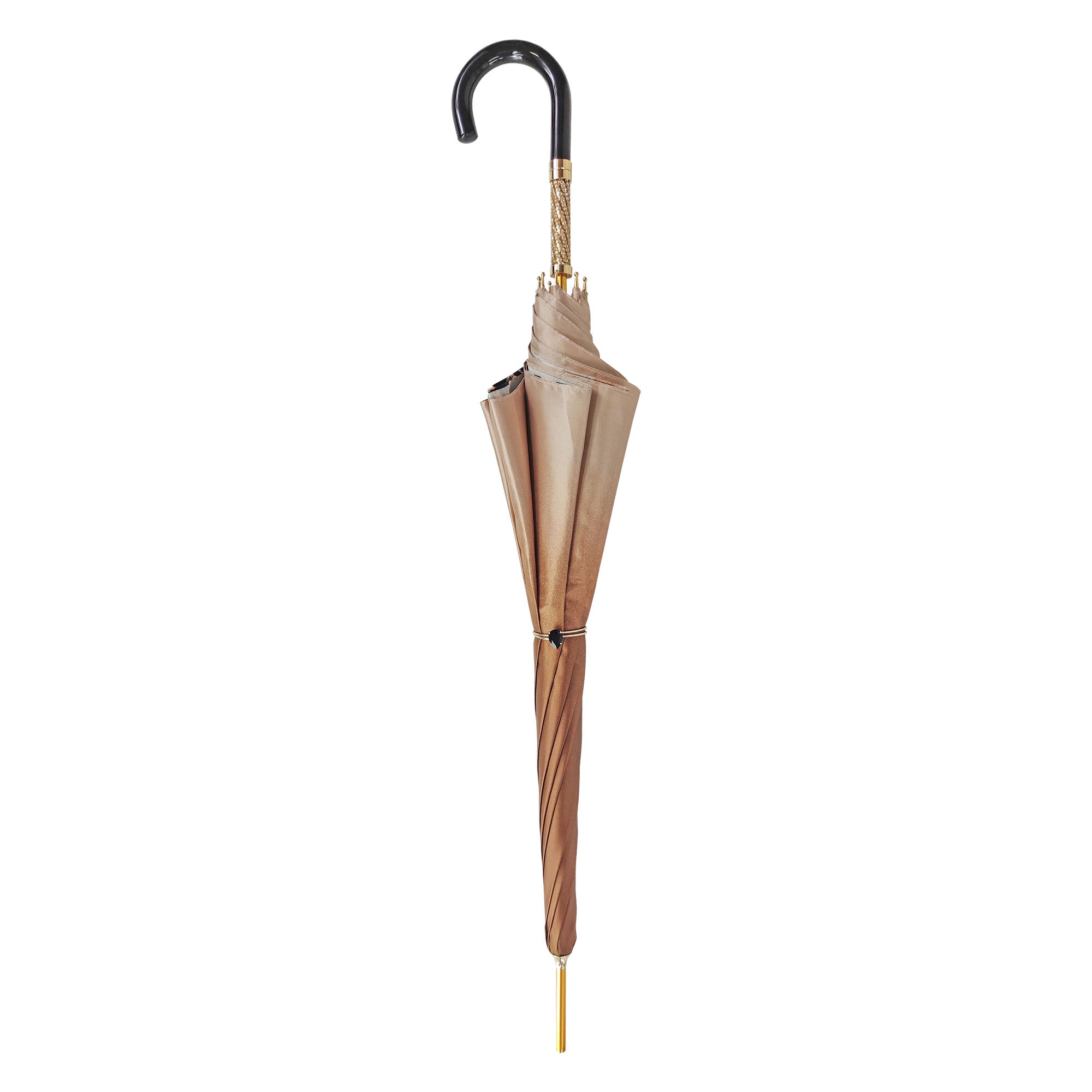 Elegante ombrello da donna con design a fiori neri e marroni