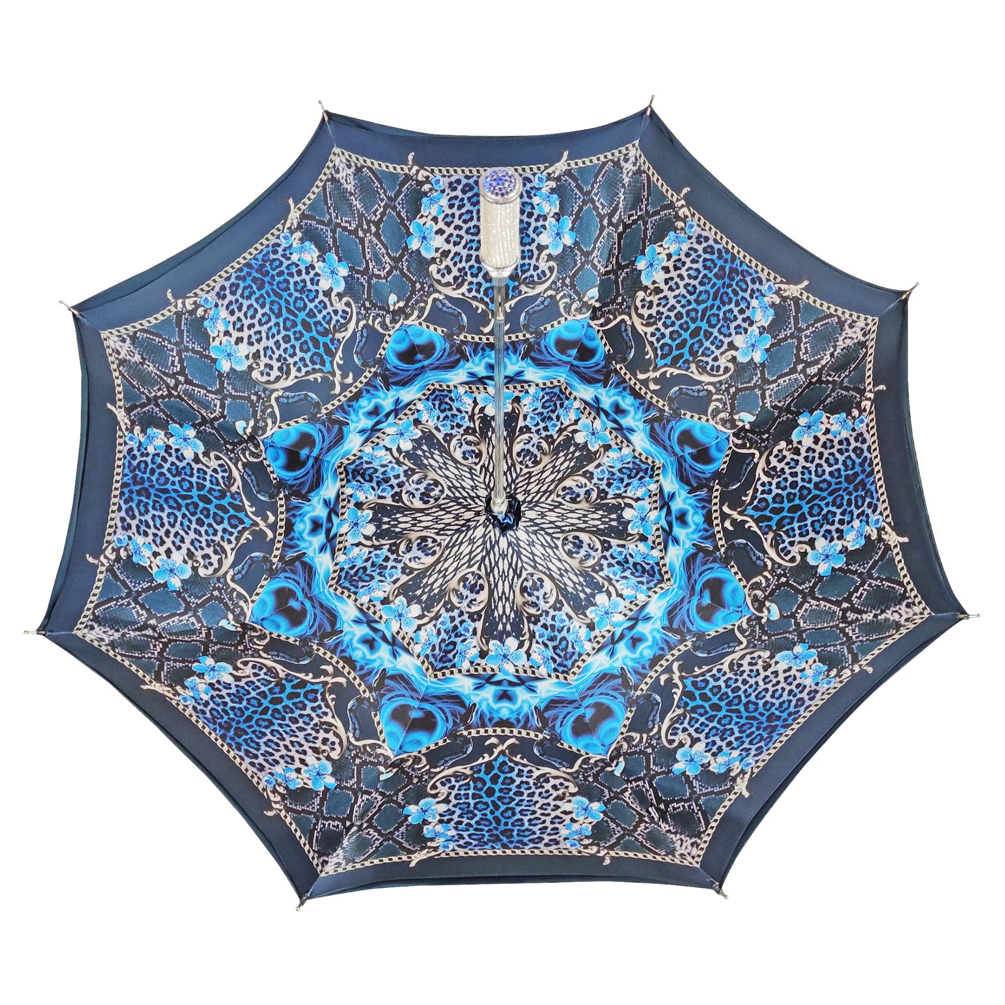Meraviglioso design color petrolio con manico 925 argento placcato