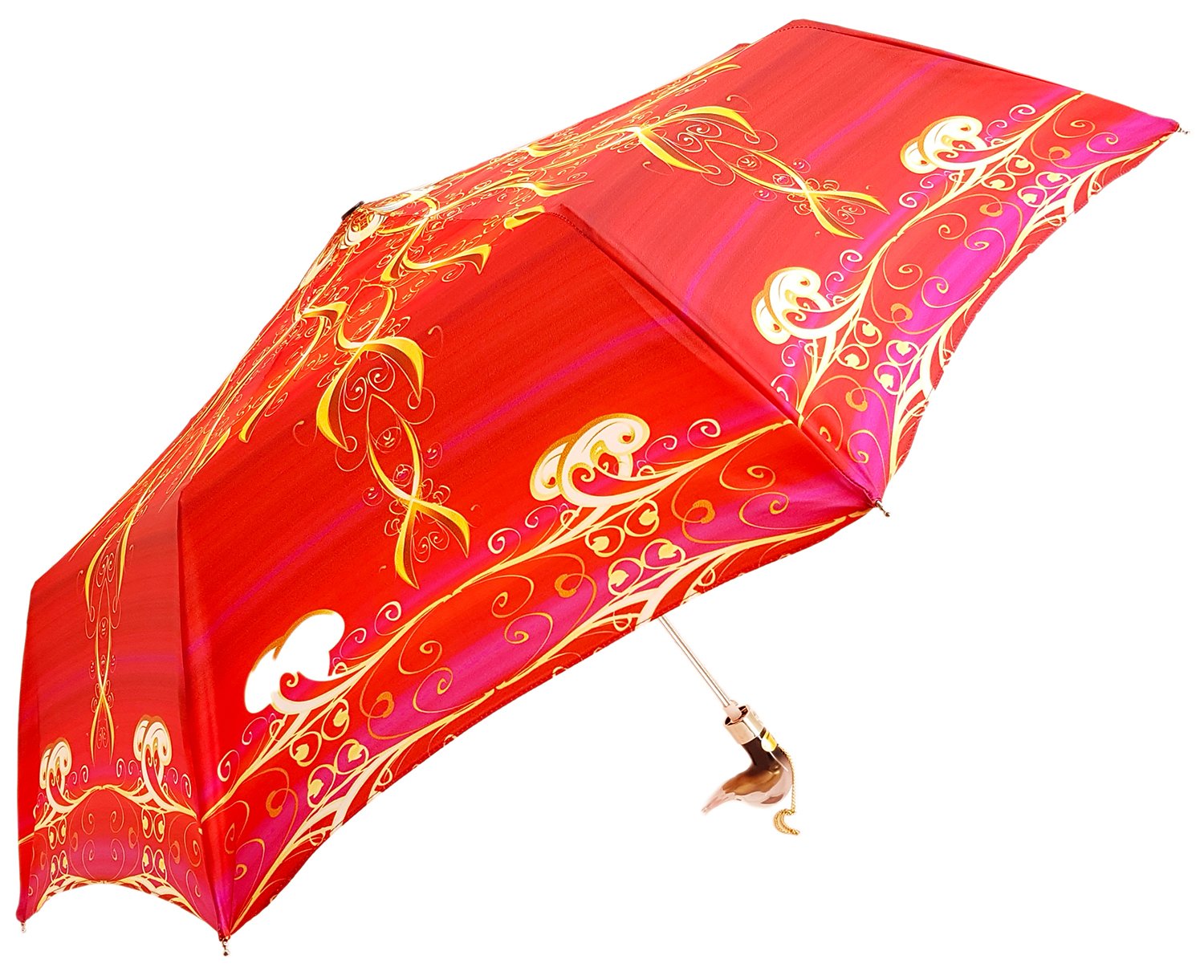 il Marchesato Exclusive Red Abstract Design, Women's Folding Umbrella - il-marchesato