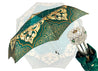 Green and Beige  Women's Folding Umbrella - IL MARCHESATO LUXURY UMBRELLAS, CANES AND SHOEHORNS