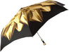 Gold And Brown Dahlia Folding Umbrella - IL MARCHESATO LUXURY UMBRELLAS, CANES AND SHOEHORNS
