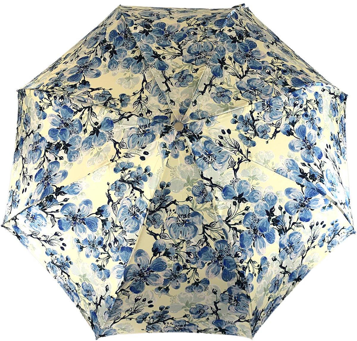 Lovely Folding Umbrella With Blue Poppies Design - IL MARCHESATO LUXURY UMBRELLAS, CANES AND SHOEHORNS
