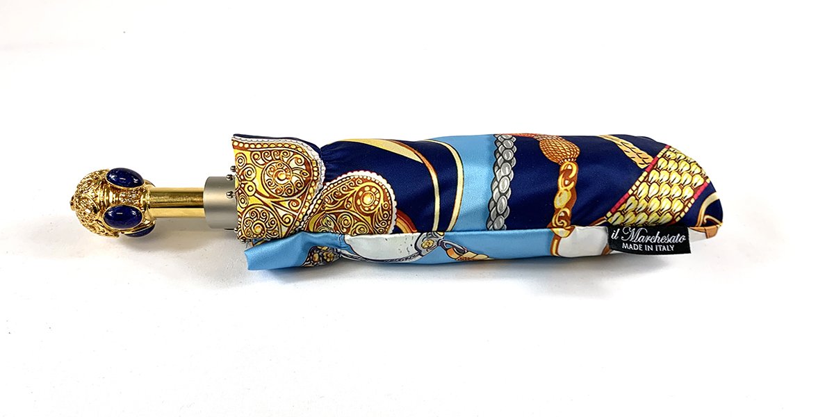 Stylish Women's Folding Umbrella - Exclusive Design - IL MARCHESATO LUXURY UMBRELLAS, CANES AND SHOEHORNS