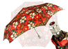 LUXURY FOLDING RED  FLOWERED UMBRELLA