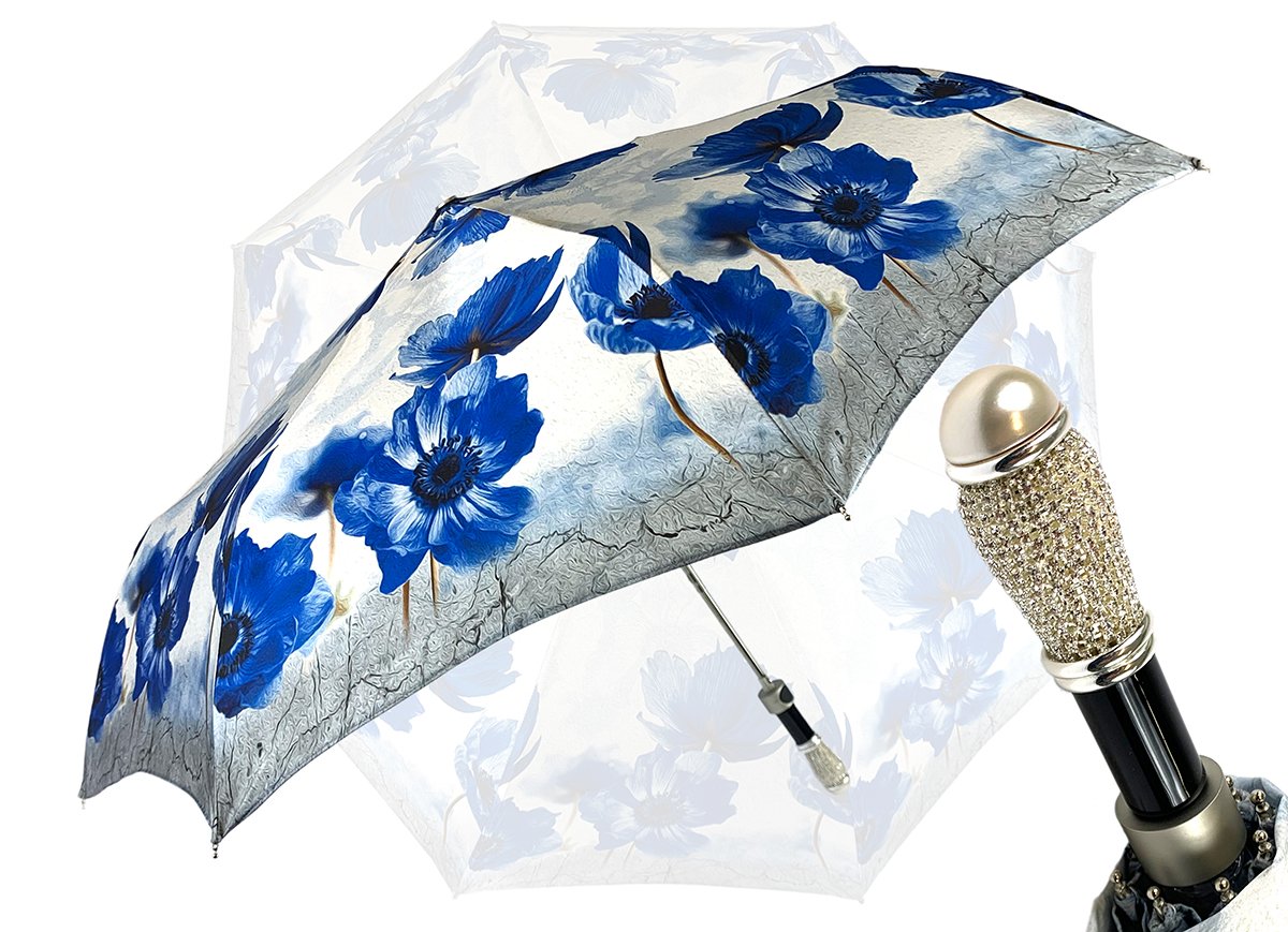AUTOMATIC OPENING FLORAL BLUE UMBRELLA