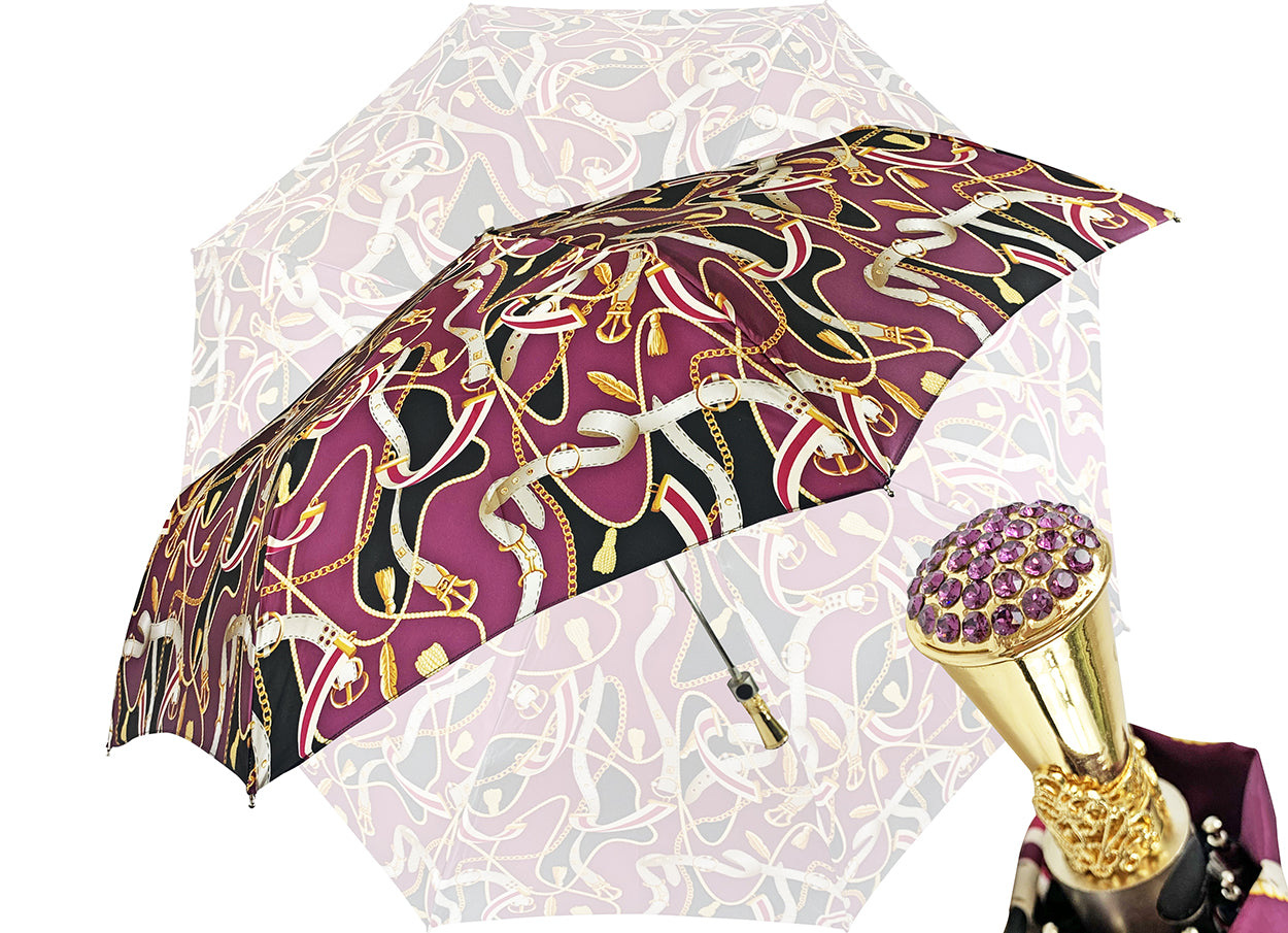 Paraguas plegable para mujer - Diseño exclusivo en color carmesí