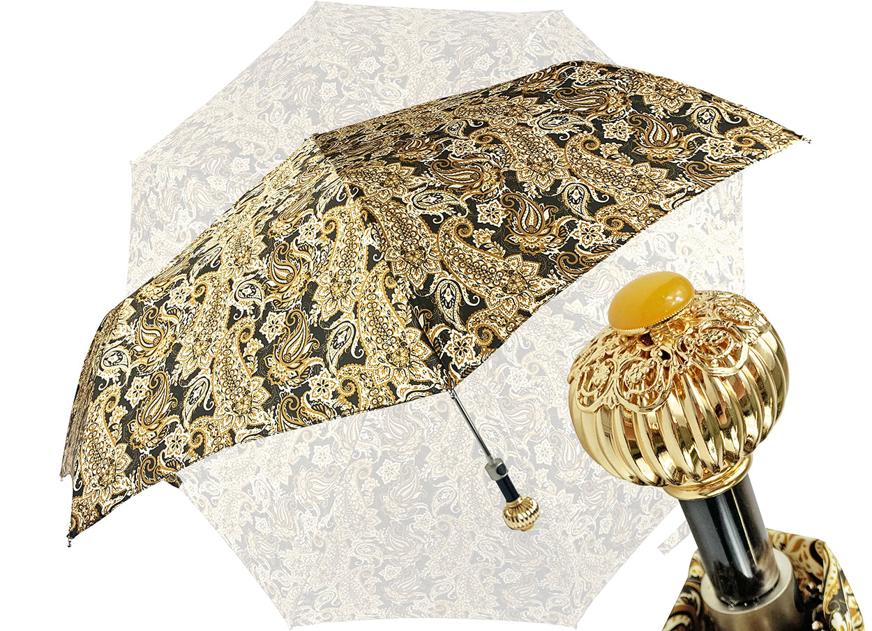 Cream paisley design with yellow stone