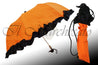 Folding Orange Umbrella with Black Ruffle - il-marchesato
