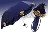 Blue Ruffled Folding Umbrella embellished with roses - il-marchesato