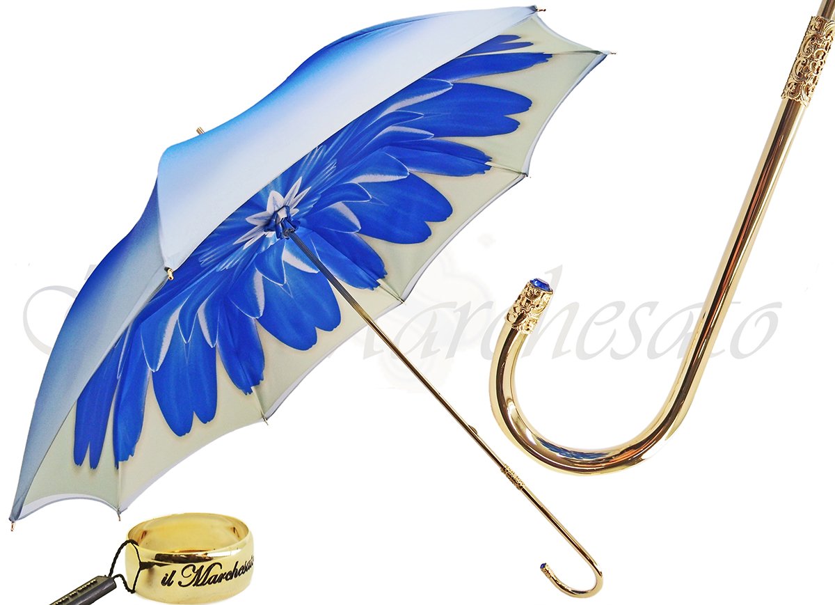Blue Dahlia - Double Canopy - Luxury Ladies Umbrella - il-marchesato