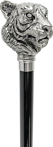 Exclusive Walking stick with Silverplated 925 tiger