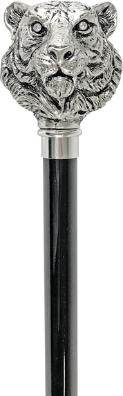 Exclusive Walking stick with Silverplated 925 tiger