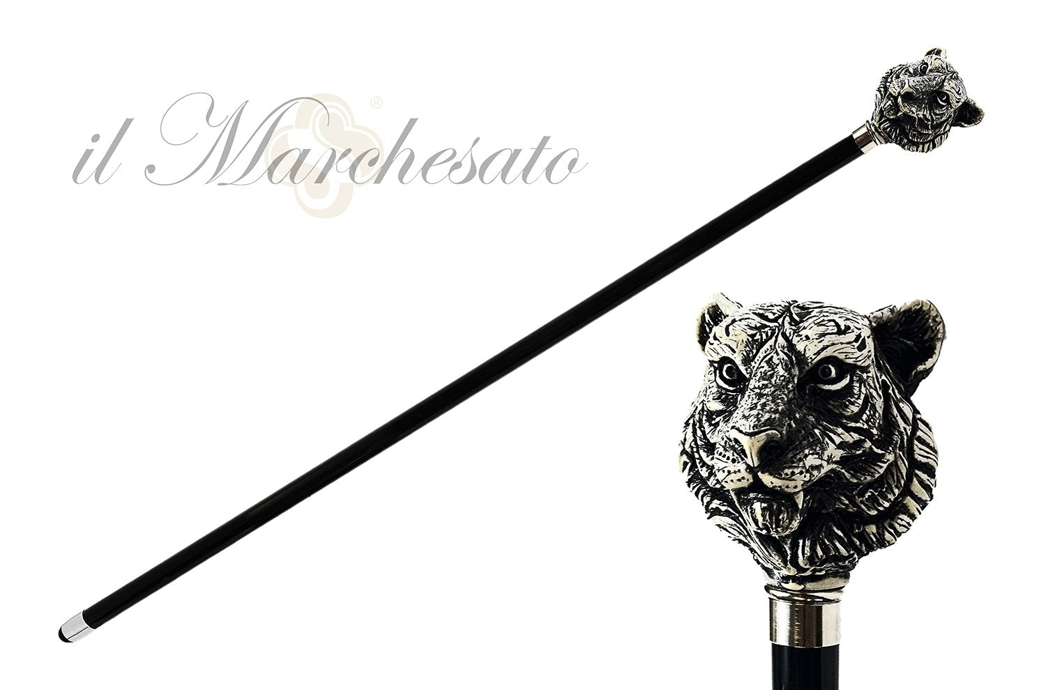 Unique Walking cane with hand-painted tiger - IL MARCHESATO LUXURY UMBRELLAS, CANES AND SHOEHORNS