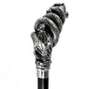 Fantastic silver-plated handle - Snake on branch and sapphire crystals - IL MARCHESATO LUXURY UMBRELLAS, CANES AND SHOEHORNS