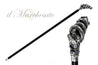 Fantastic silver-plated handle - Snake on branch and sapphire crystals - IL MARCHESATO LUXURY UMBRELLAS, CANES AND SHOEHORNS