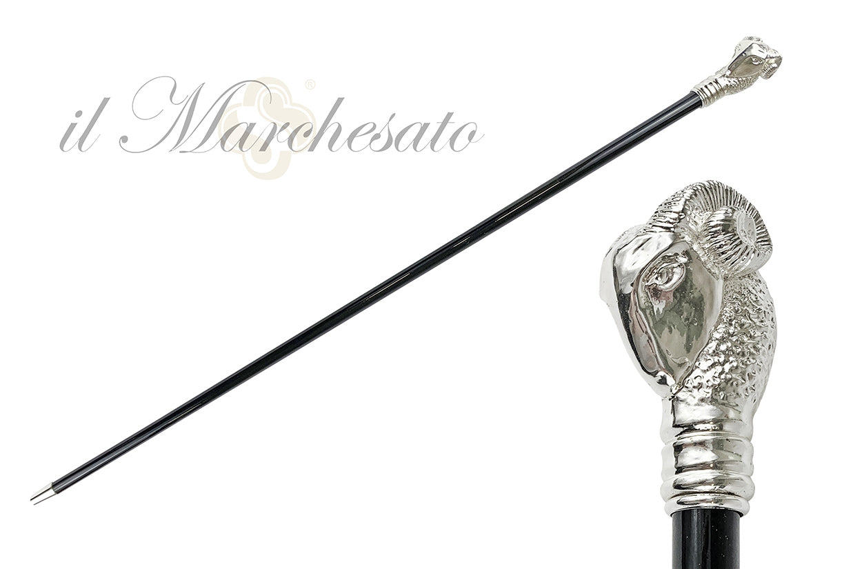 Exclusive Walking stick with Silverplated 925 Ram