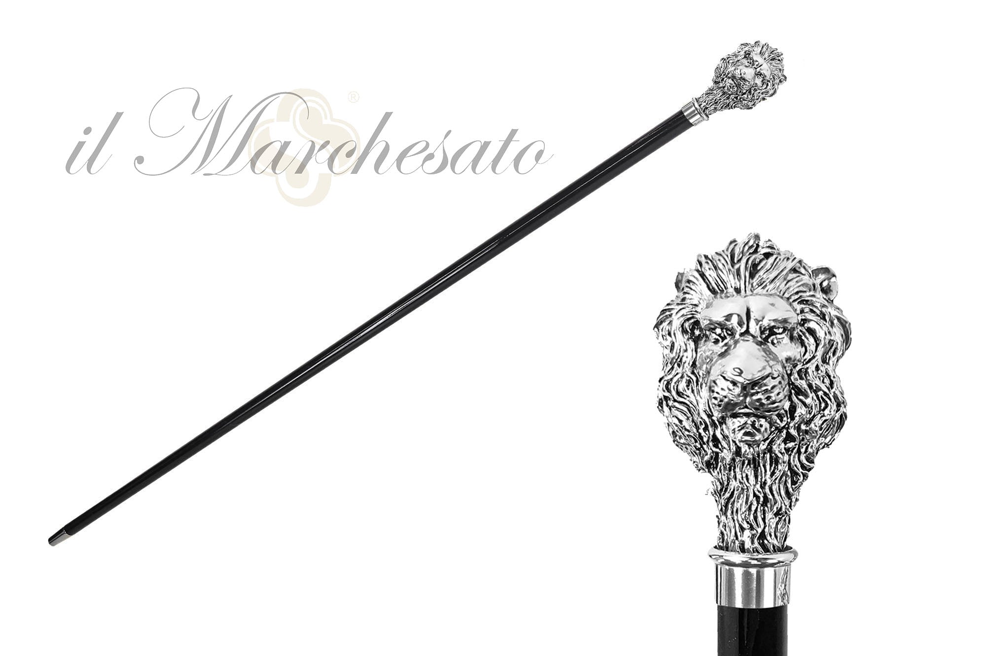 925Silver plated Lion Walking stick