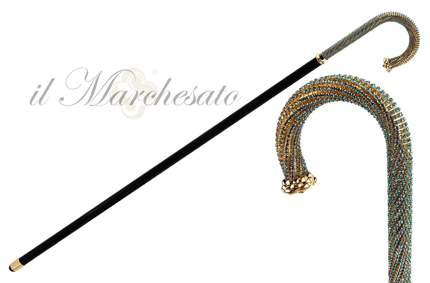 LUXURY AQUAMARINE WALKING CANE
