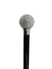 Swarovski Crystal Encrusted Small Knob Walking Stick with Black Beechwood Shaft and Collar - il-marchesato
