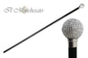 Swarovski Crystal Encrusted Small Knob Walking Stick with Black Beechwood Shaft and Collar - il-marchesato
