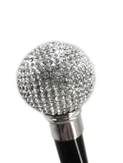 Swarovski Crystal Encrusted Small Knob Walking Stick with Black Beechwood Shaft and Collar - il-marchesato