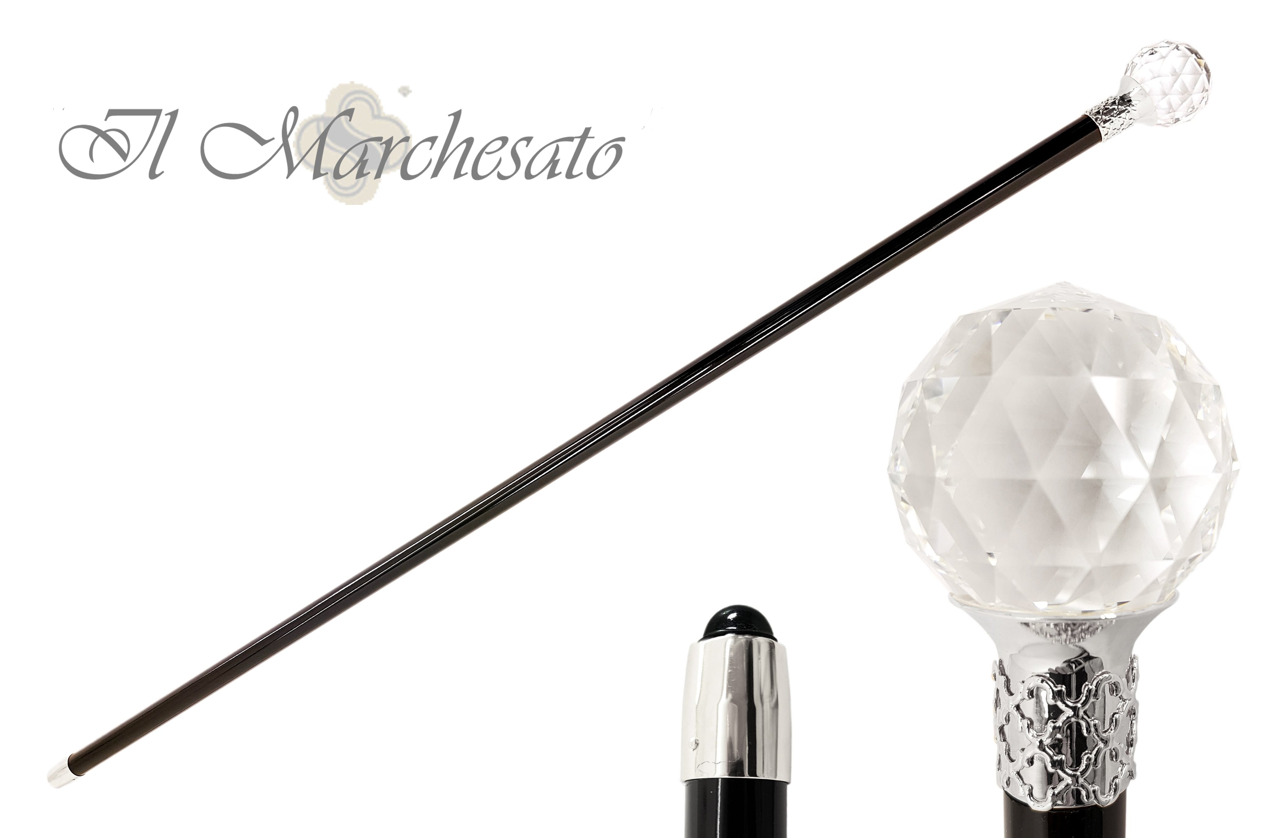 Majesty Swarovski Elements Crystal Ball Formal knobstick Cane - il-marchesato