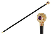 Handmade Walking stick - Golden filigree sphere with crystal - il-marchesato