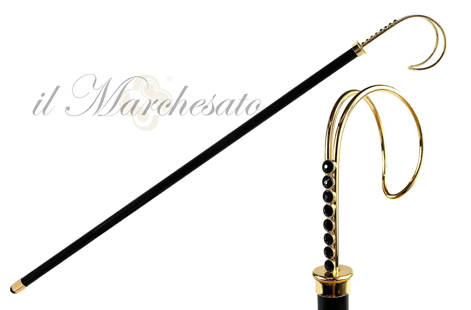 LUXURY BLACK SWAROVSKI CRYSTAL CANE