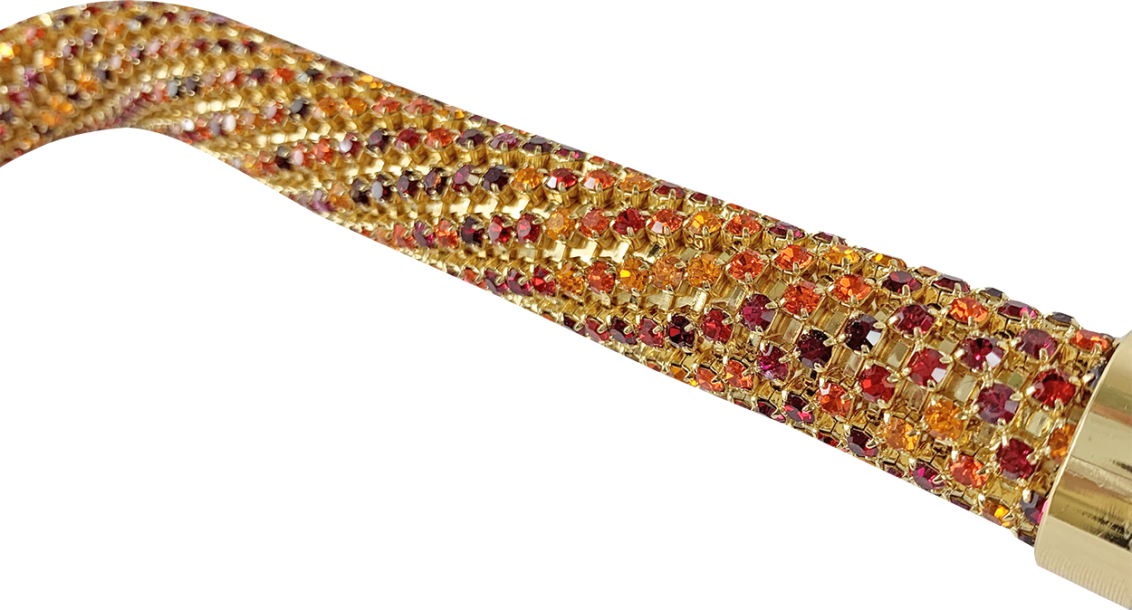 Walking stick Encrusted with multicolor red and orange Crystals