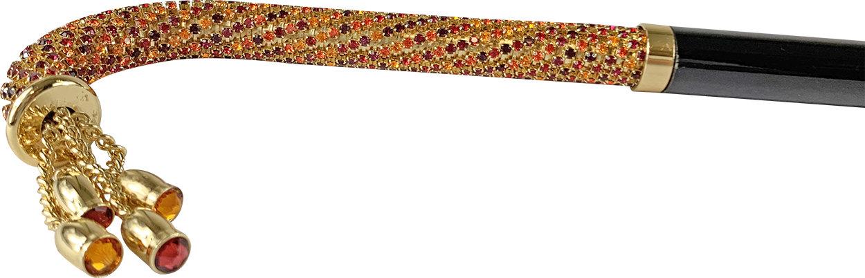 Walking stick Encrusted with multicolor red and orange Crystals