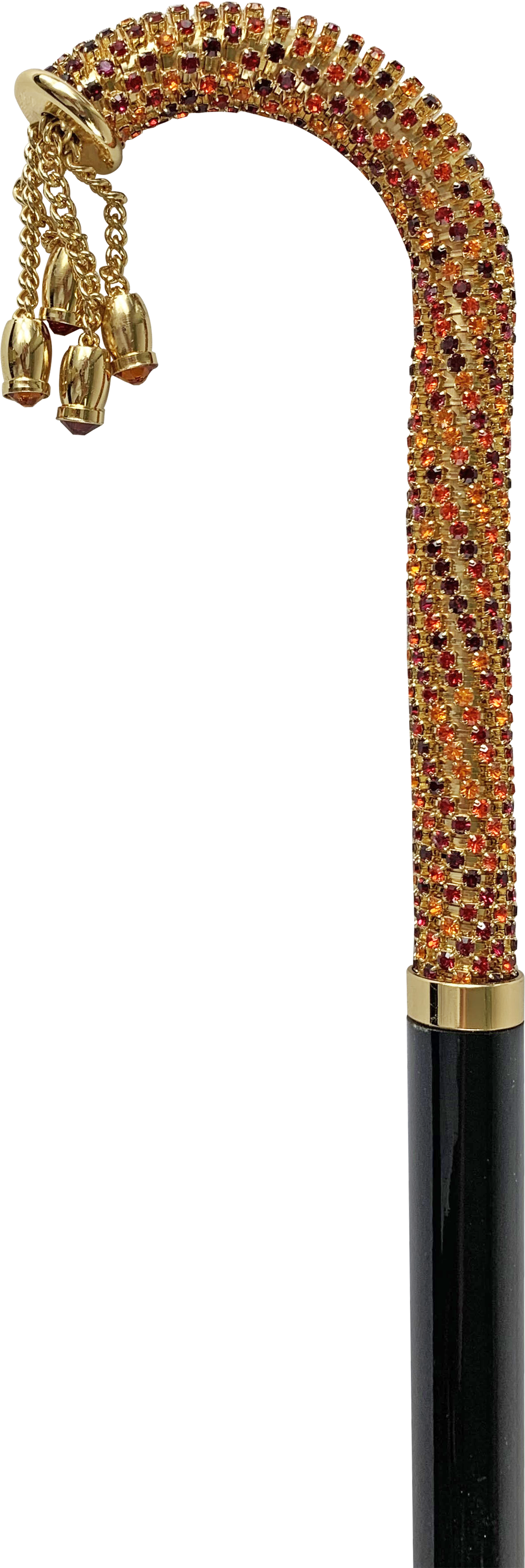Walking stick Encrusted with multicolor red and orange Crystals