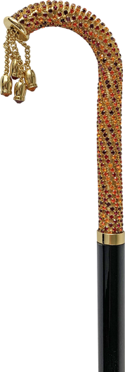 Walking stick Encrusted with multicolor red and orange Crystals