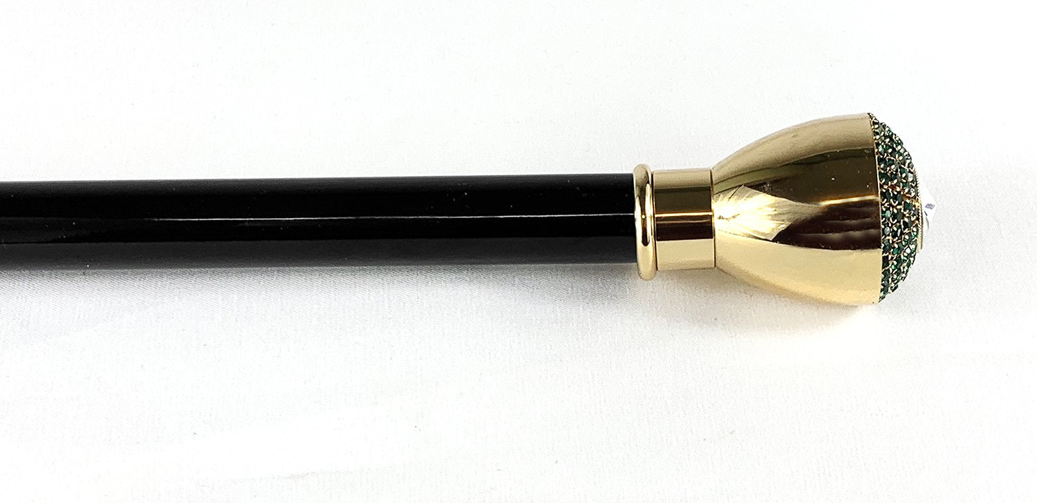 Luxury Walkingstick - Swarovski Crystal Encrusted Knob - IL MARCHESATO LUXURY UMBRELLAS, CANES AND SHOEHORNS