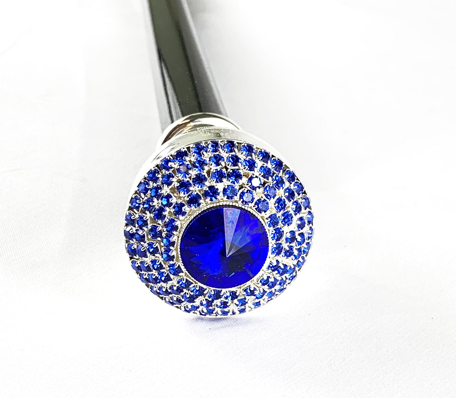 Walking Stick With Stone and Sapphire Color rhinestones - IL MARCHESATO LUXURY UMBRELLAS, CANES AND SHOEHORNS