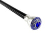 Walking Stick With Stone and Sapphire Color rhinestones - IL MARCHESATO LUXURY UMBRELLAS, CANES AND SHOEHORNS