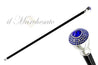 Walking Stick With Stone and Sapphire Color rhinestones - IL MARCHESATO LUXURY UMBRELLAS, CANES AND SHOEHORNS