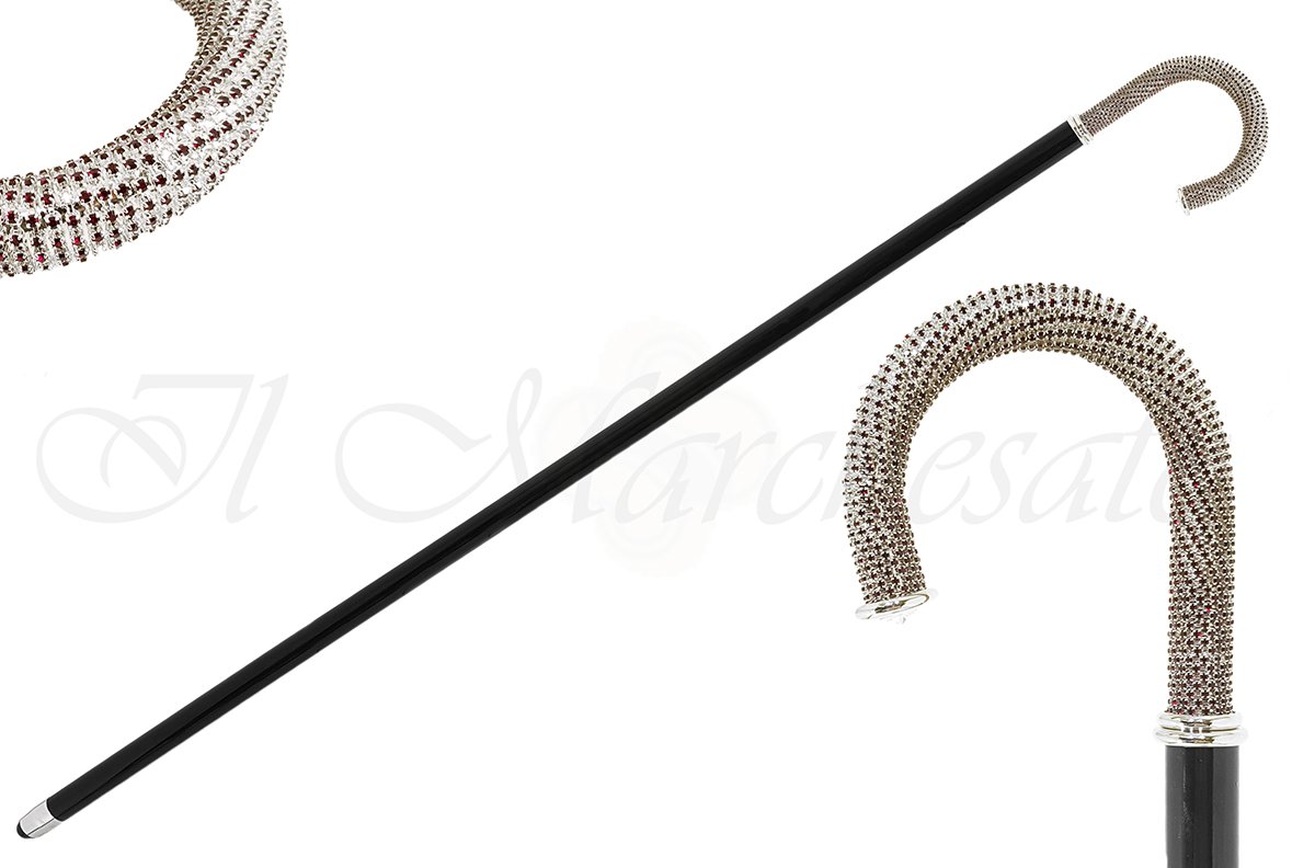 Luxury Walking stick Encrusted with hundreds Red Crystals - il-marchesato