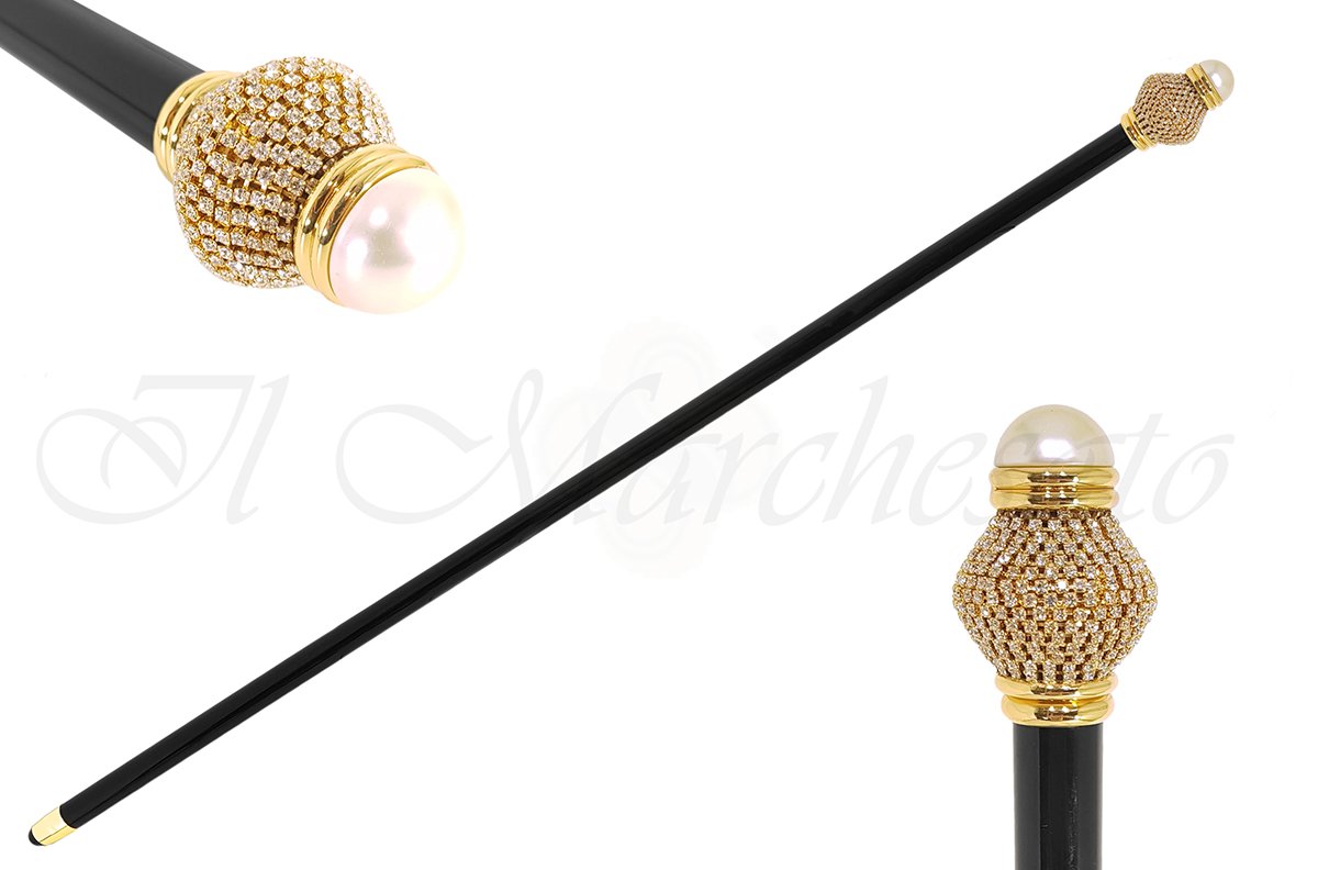Precious knob with crystals and pearl - il-marchesato